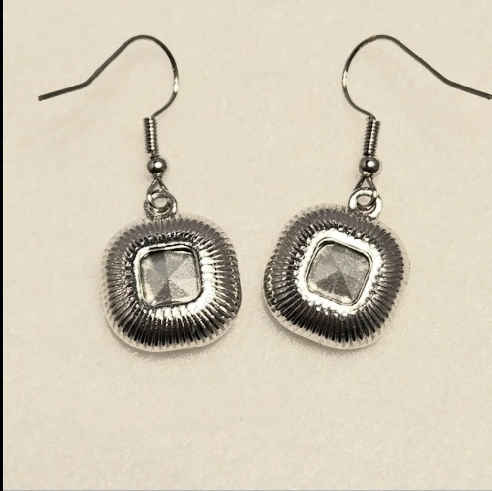 Swarovski Crystal Cushion Cut Dangle Earrings - Sterling Silver Hook
